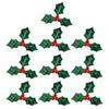 100Pcs Tiny Artificial Holly Small Crafting Berry Stems Green Faux Leaves Christmas Berries Crafts Deocr Xmas New Year Ornament