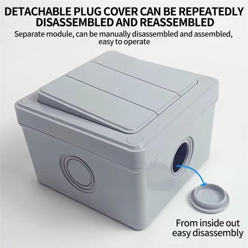 IP66 Waterproof Push Button Power Switch 2 Way Outdoor Wall Light Switch 1/3 Gang 16A Dust-Proof For Home Garden