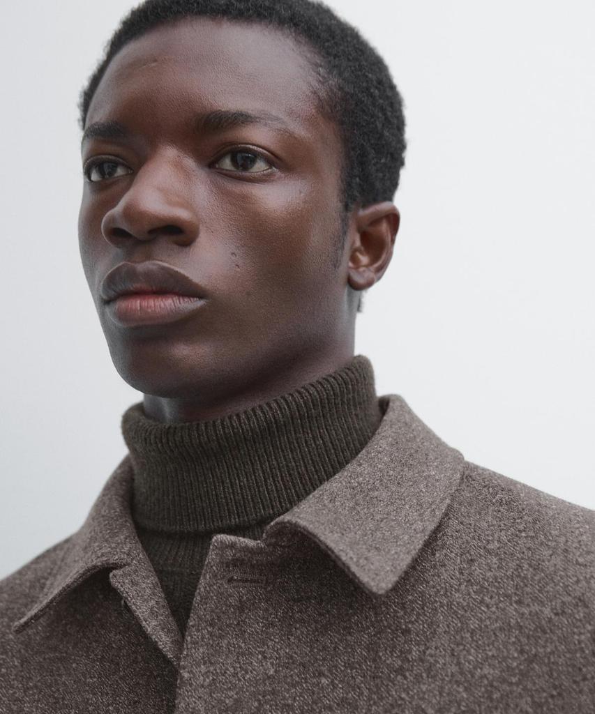 Massimo Dutti Herringbone Wool Blend Cardigan