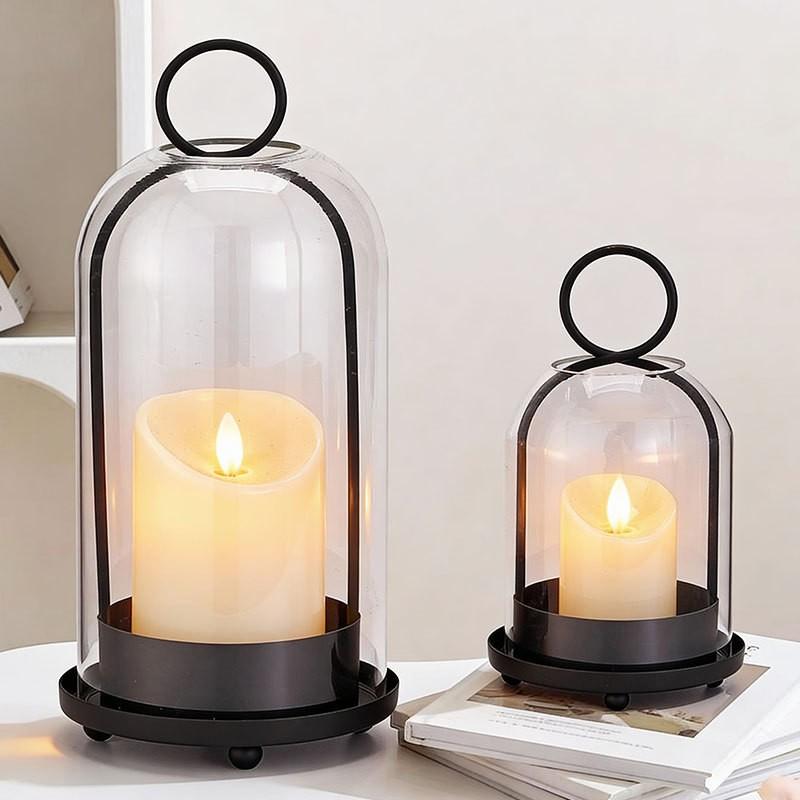 Candle Holder Metal Glass Romantic Table Decor