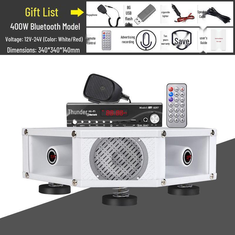 High-Power Four-Way Car Loudspeaker for Audio Calls & Advertisements