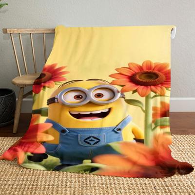The Minions Sunflower Adventure Blanket Is Suitable for Beds, Sofas, and Various Other Occasions, Making It A Perfect Gift.