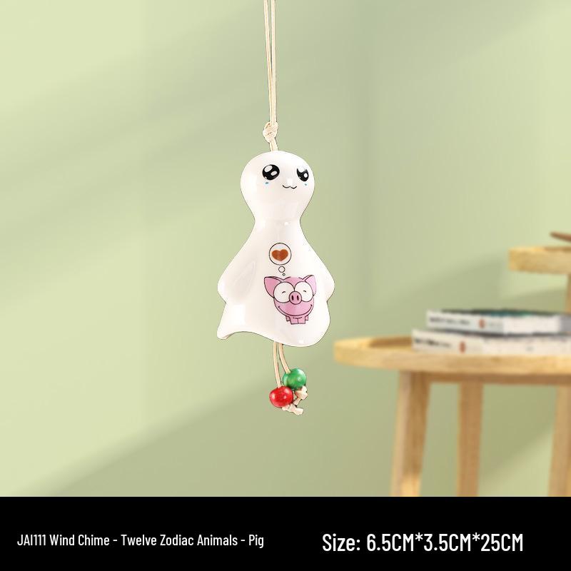 Totoro Ceramic Wind Chime Ornament - Cute Japanese Wall Decor for Girls' Bedroom