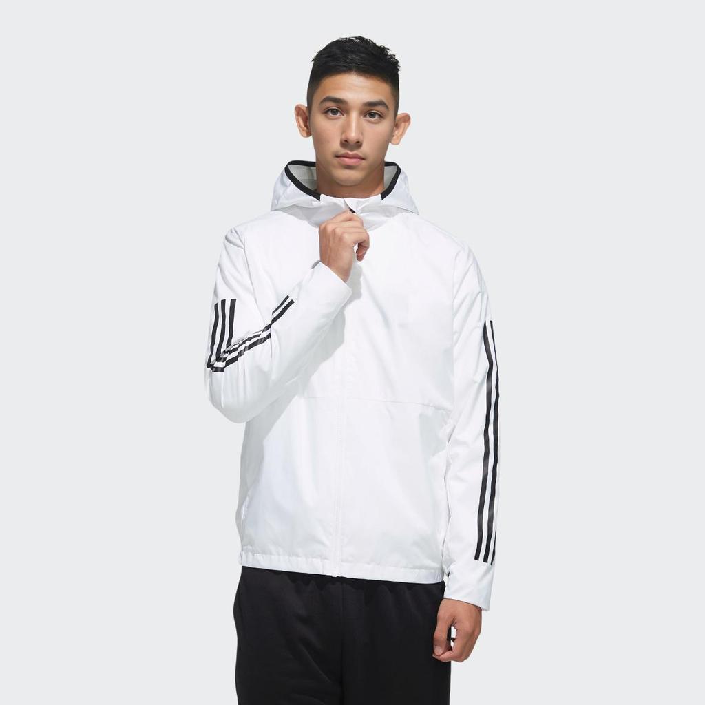 adidas Plaid Applique Sports Hooded Jacket White FM9430