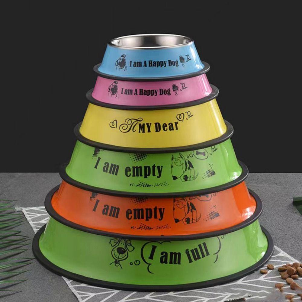Anti-fall Stainless Steel Dog Bowls Non-slip Cat Puppy Feeder Dog Anti-Gulping Slow Feeder  Home
