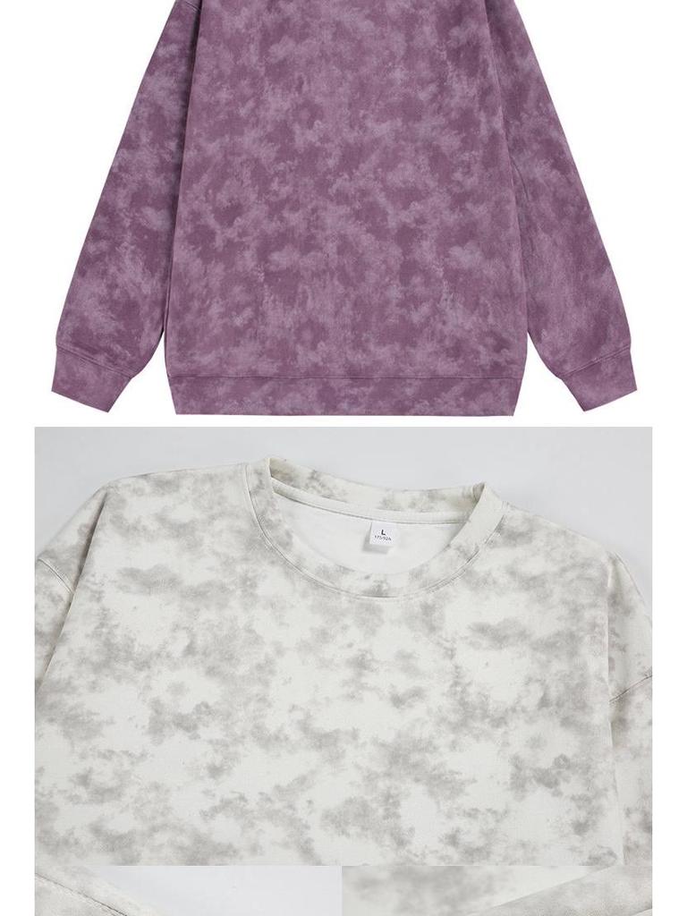 Men's Autumn Casual 360g Heavyweight Tie-dye Suede Fleece Round Neck Hoodie Jacket