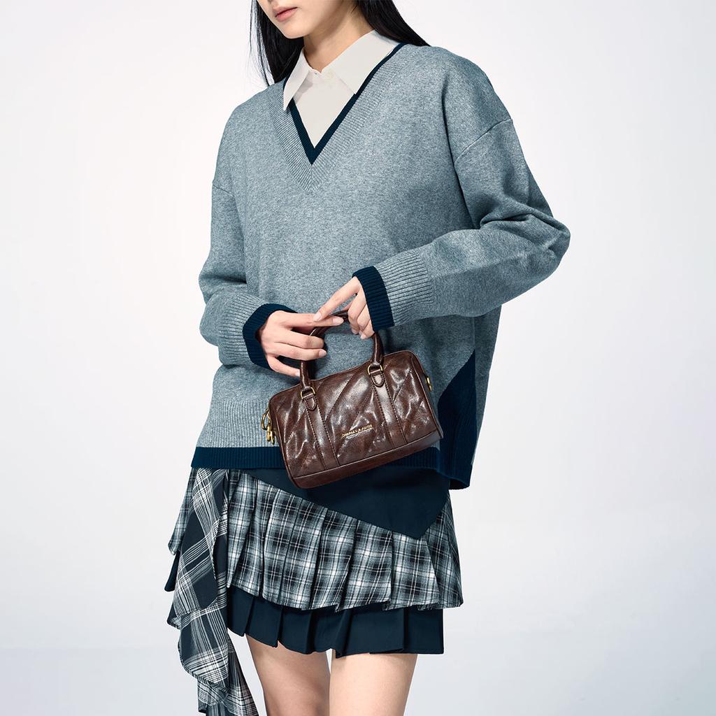 Charles & Keith Multi-Way Chain PU Boston Bag Women handbags CK2-30151559