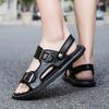 TUINANLE Lässige PU-Lederschuhe für Herren, atmungsaktive Outdoor-Sandalen für Männer, ausgehöhlte Strandschuhe für Männer, römische Schuhe, coole Sommer-Flats