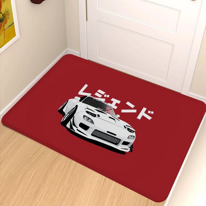 VIKAMA Car Pattern Printed Floor Mat - Durable And Stain-Resistant, Perfect For Entrance Hall Door Mats And Home Decoration