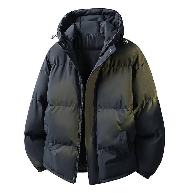 Men Winter Thick Cotton Padded Jacket Men Hooded Parka Men Soild Color Warm Coat Men Casual Warm Windproof Outerwear