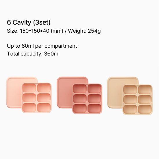 Atti Rabbit Easy Release Baby Food Cube Multi Silicone Storage Container 3 Piece Set 6 Cavity and 9 Cavity 6 Cavity (3set)