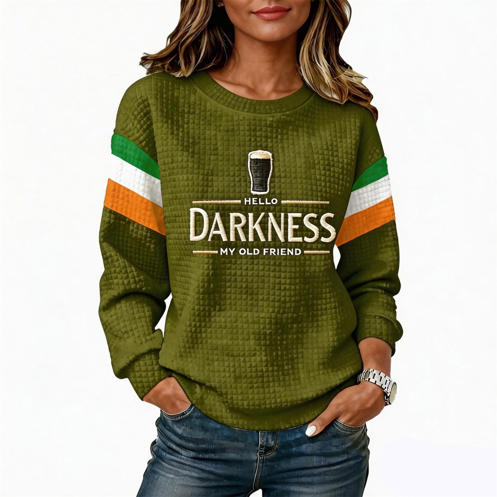 

Women s Fashionable Lightweight Long-Sleeved Pullover Sweatshirt With Printed Round Neck L армия зеленый