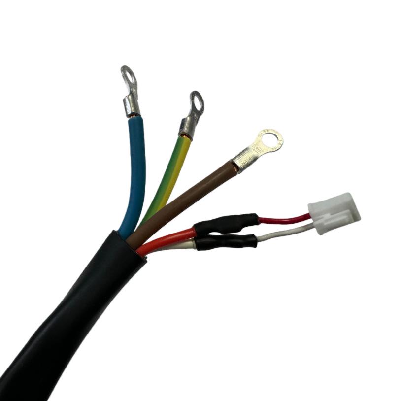 16A Temperature-Controlled Power Cord with Single Plug & TPE Ring Terminal, XH2.54 Connector, 0.3m, Black