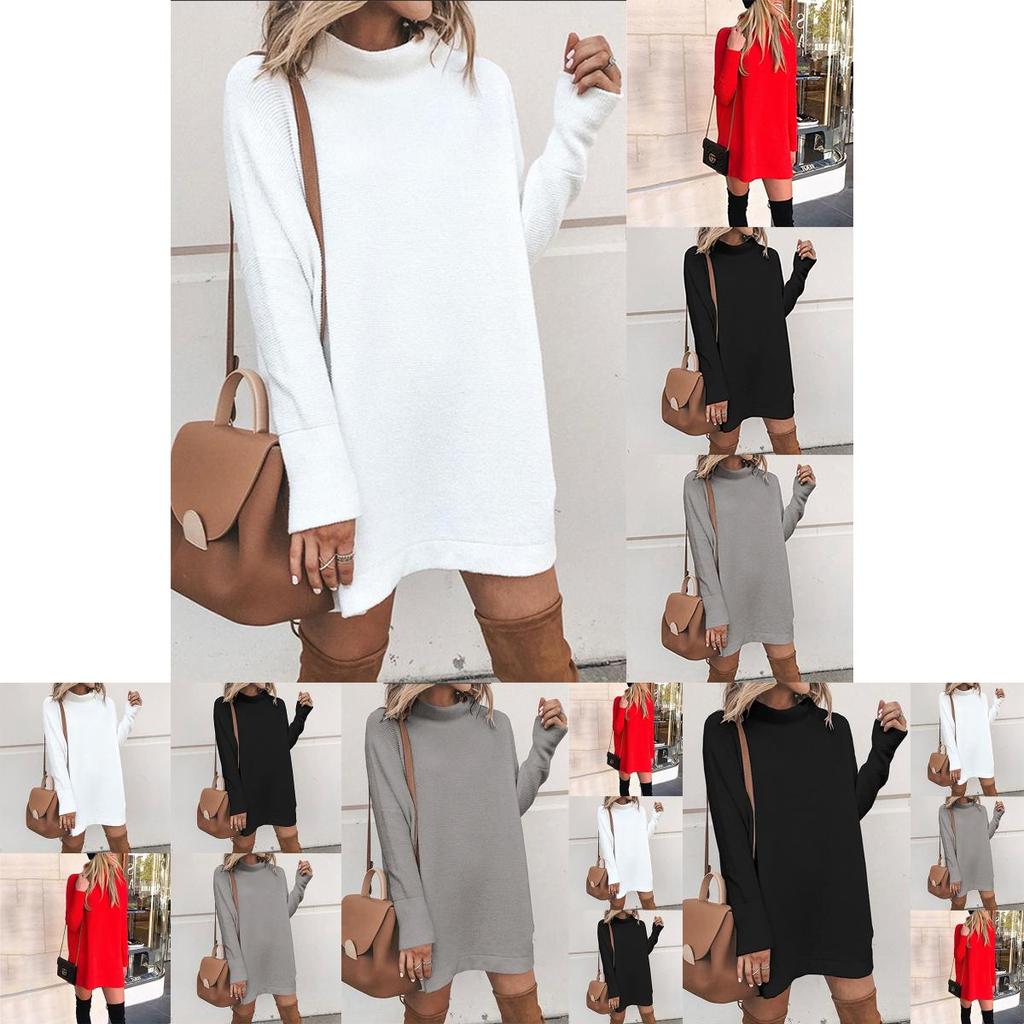 Ultra-soft Women Warm Knitted Long Sleeve Dress Perfect For Autumn And Winter