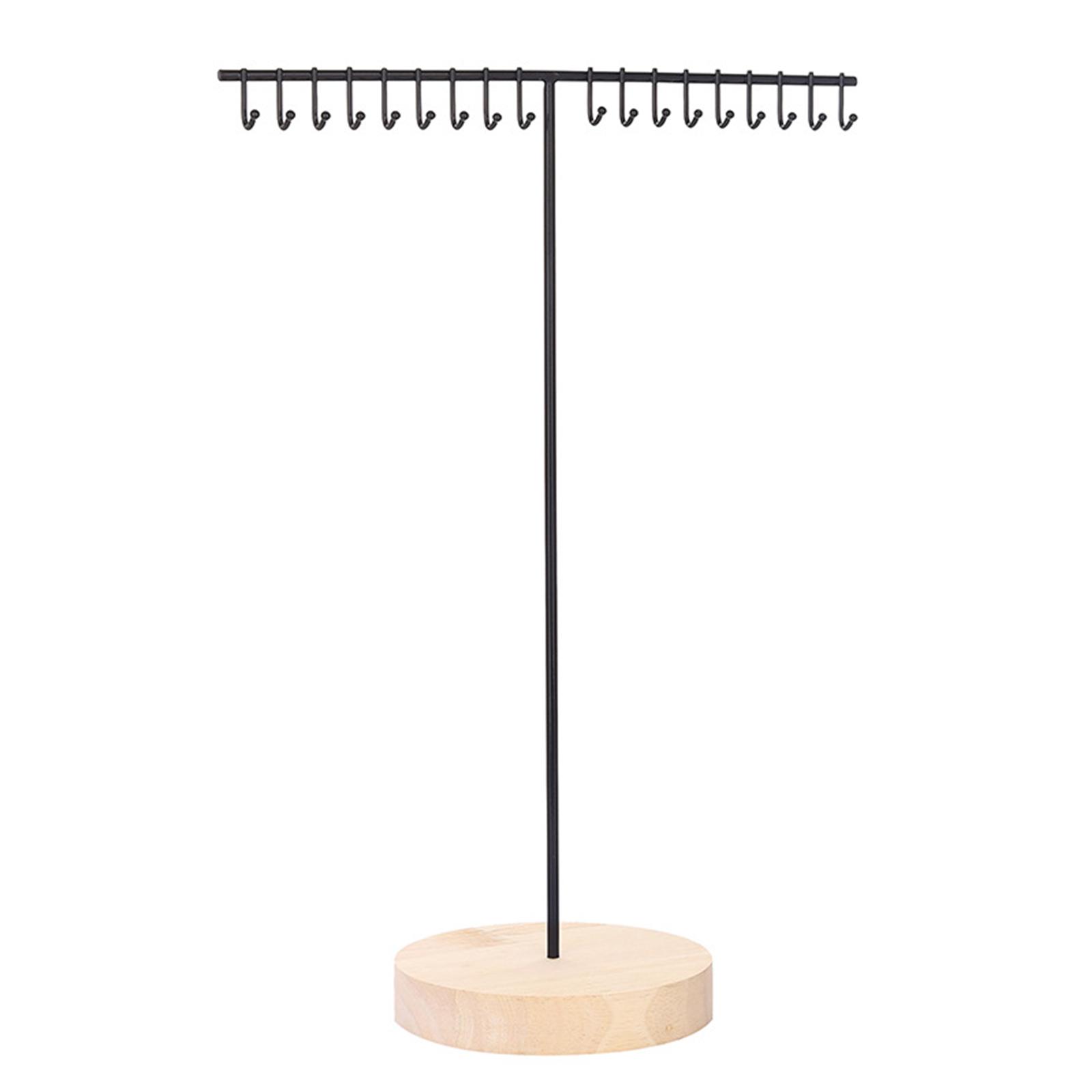 

Элегантный железный держатель для ожерелий Эффективный железный держатель для ожерелий с деревянным основанием Прочная подставка-стойка для демонстрации ювелирных изделий чёрный