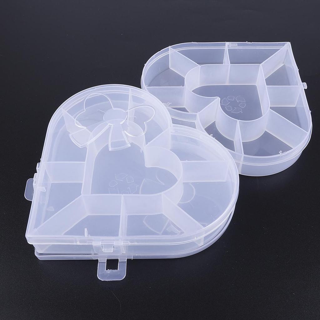 PVC Adjustable Practical Heart Storage Box Bead Ring Box Jewelry Presentation Organizer