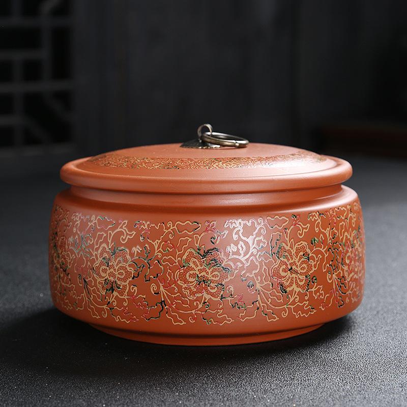 Ceramic Storage Jar Large Size Sealed Tea Container Purple Clay Tea Tank   White Tea Cake Pu'er Storage Jar Household Organizer