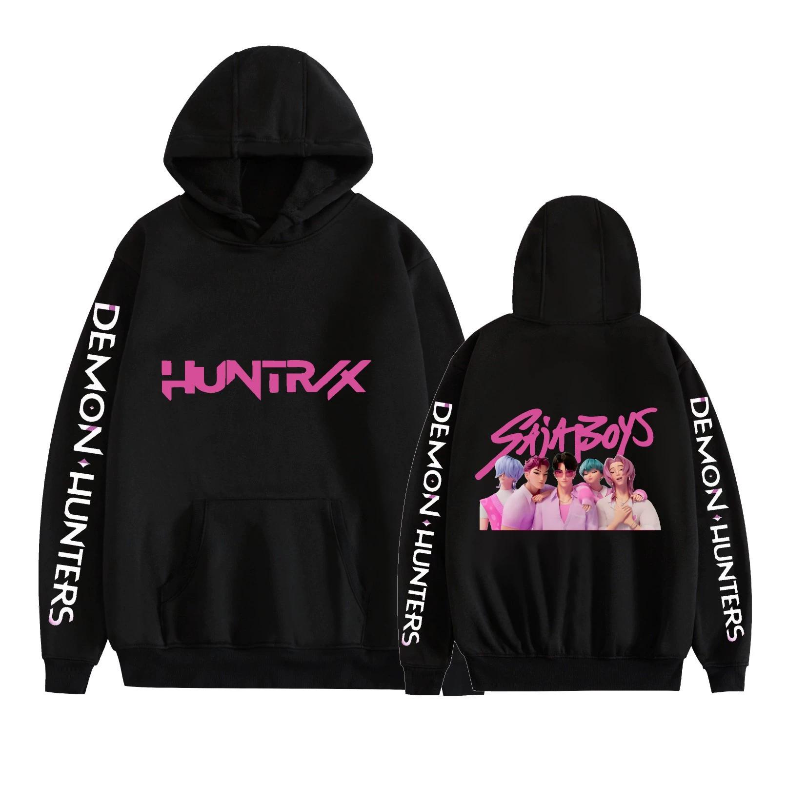 Unisex Cosplay Hoodie Pullover Women Men KPop Demon Hunters Anime Graphic Hooded Sweatshirt Costume XS чёрный