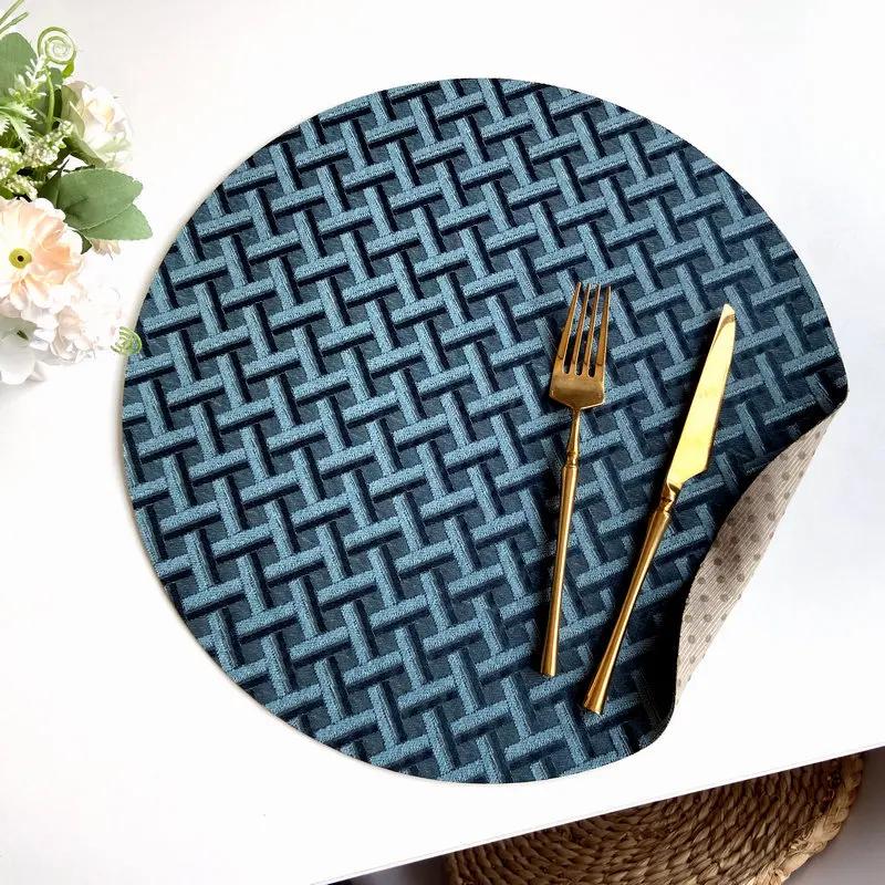 Polyester Herringbone Jacquard Fabric Placemats Non-Slip Heat-Resistant Creative Table Mats Home Dining Decor