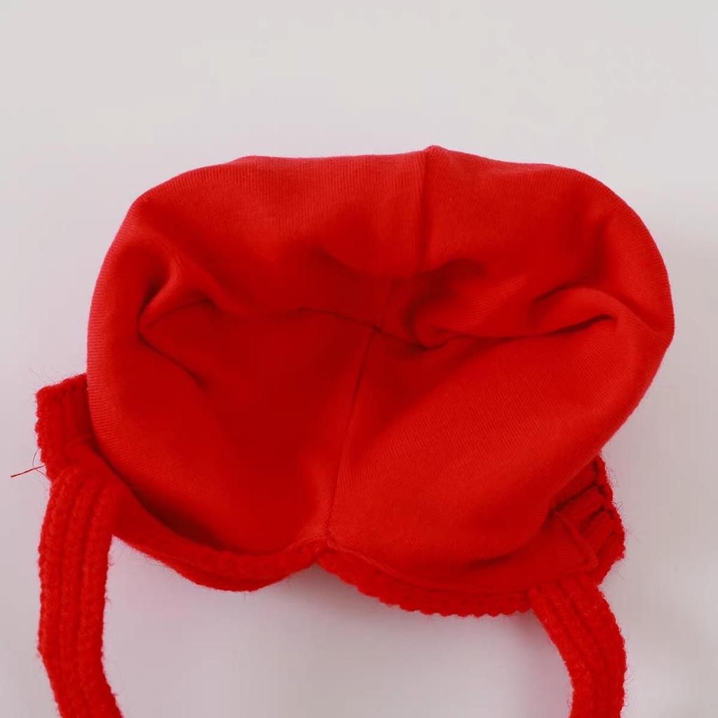 Baby Red Wool Hat with Ear Protection - Autumn/Winter Celebration for Boys & Girls