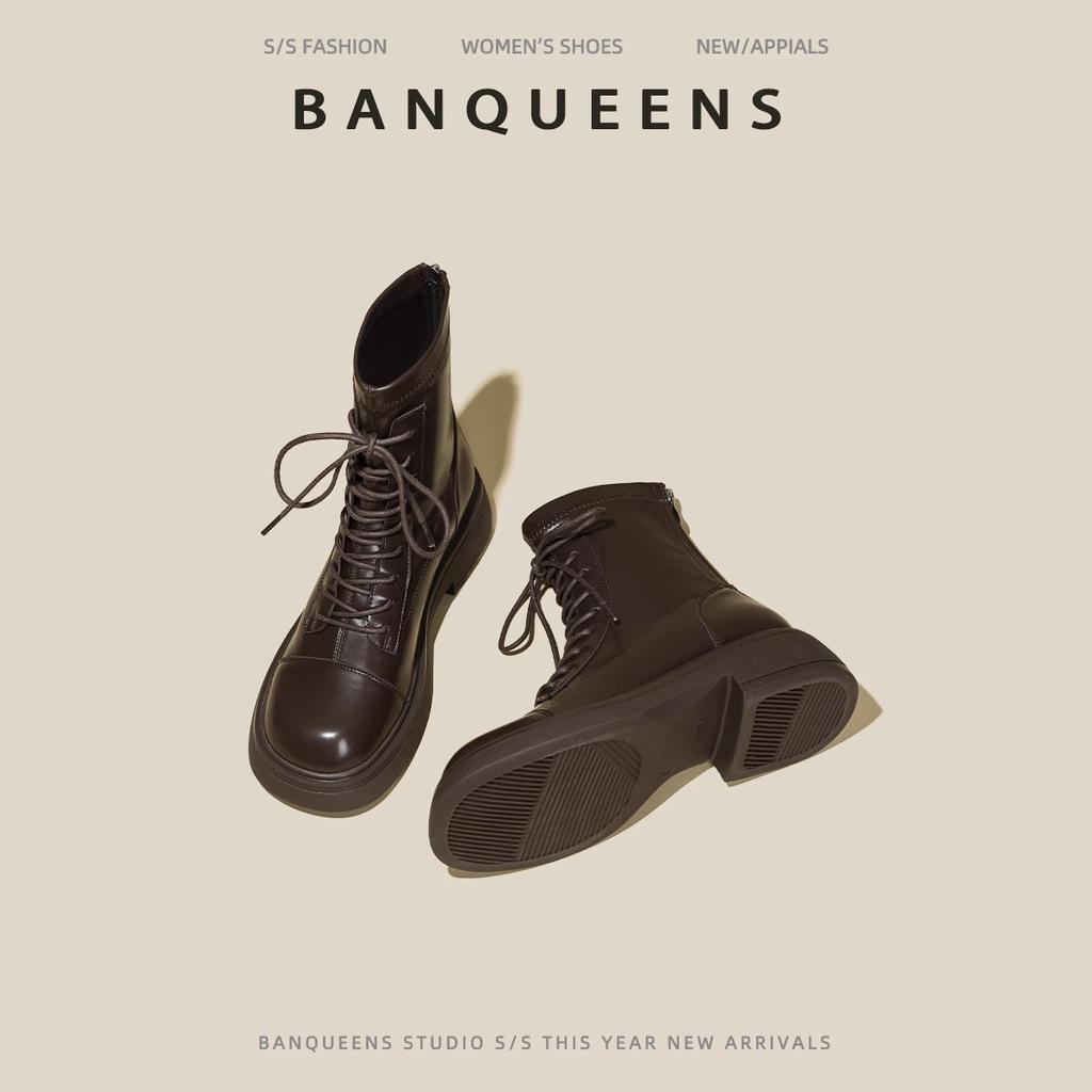 Show small feet! Half-curved Martin boots women's 2025 new spring and autumn single boots British thick-soled small men look thin short boots women