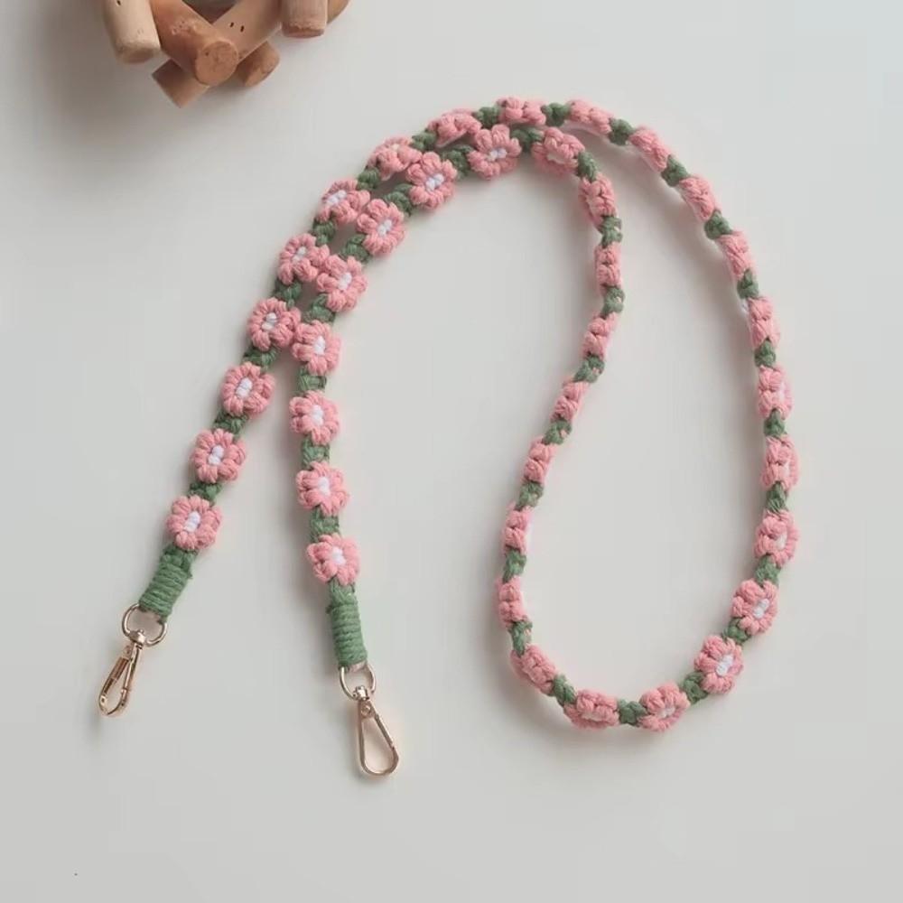 Cotton Mobile Phone Lanyard Daisy Macrame Keychain Hanging Strap Bag Hanging Rope Bag Accessories