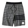 Summer Fashion Brand Stripes Gingham Couple's Shorts Cotton Yarn-Dyed Jacquard Four Bars Casual Loose Cropped Pants for Men