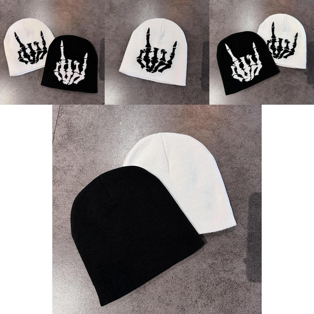 Skull Finger Knit Hat With Warm Acrylic Material For Streetwear Winter Fashion
