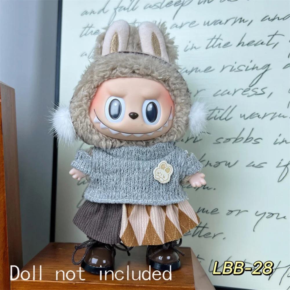 Only Clothes For 15-17CM Labubu Mini Accessories Clothes Clothing Dolls Set Sitting Party Scarf Hat Bag Cute Decoration Gift