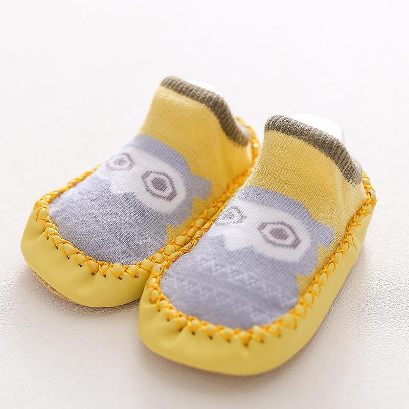 Fox Style Non-Slip Leather-Soled Toddler Floor Socks - Soft Baby Cartoon Shoe Socks