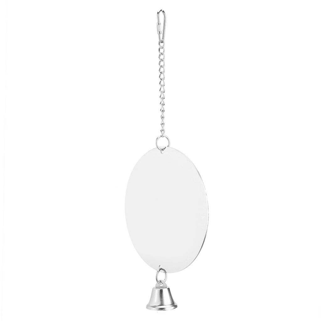 Stainless Steel Pet Bird Cage Mirror with Bell Parrot Playing Hanging Biting Toychain Type