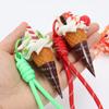 Fruit Flavored Realistic Dessert Pendan Cute Food Shaped Keyring Ice Cream Keychain  Women