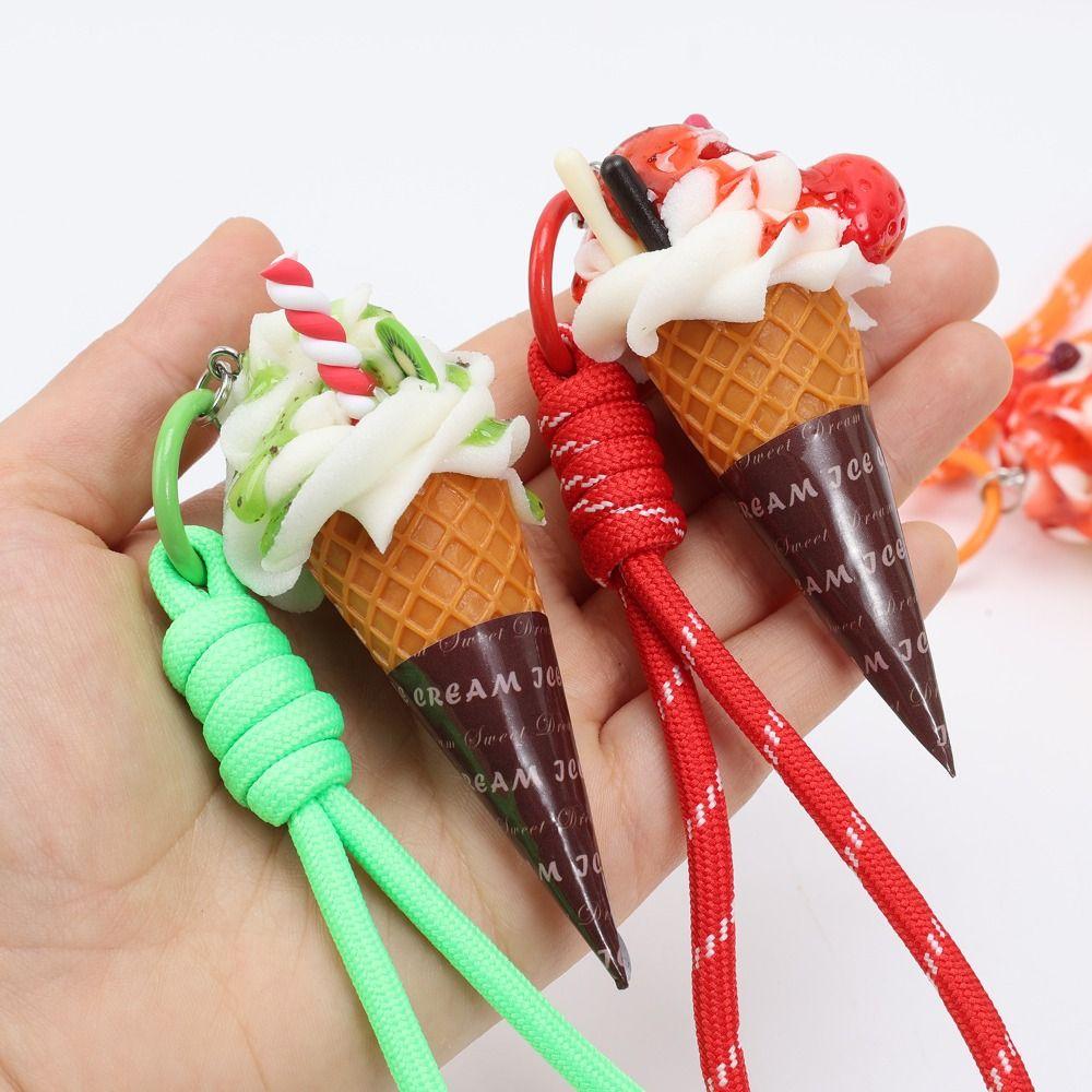 Fruit Flavored Realistic Dessert Pendan Cute Food Shaped Keyring Ice Cream Keychain Women