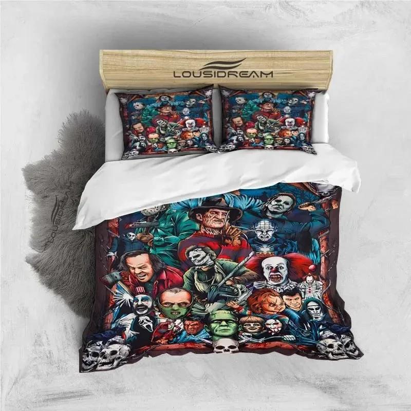 3D Print Horror Moive Halloween Bedding Set Double Twin King Duvet Cover Comforter Pillowcase Boys Girls Adults Bedroom