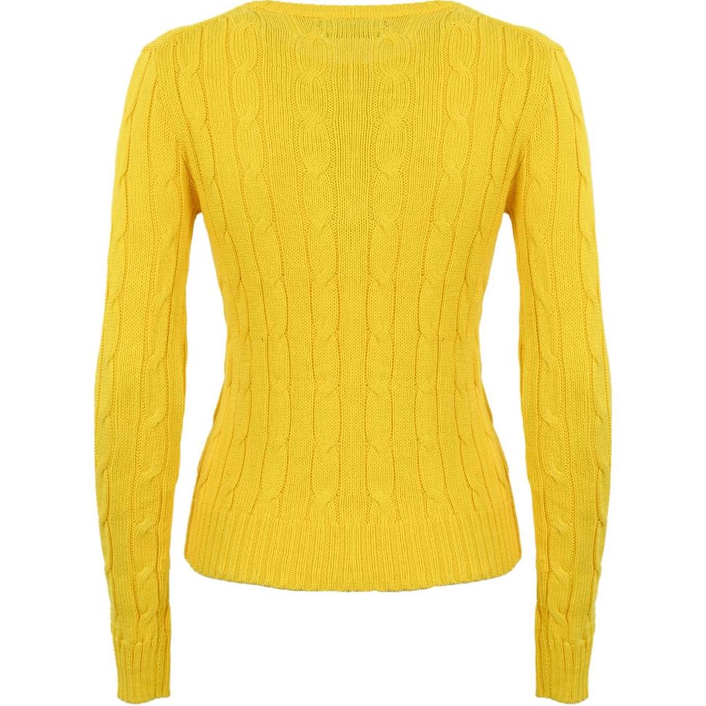 Polo Ralph Lauren Solid Logo Embroidered Crew Neck Long Sleeve Sweater Women Sweater Yellow 211910421-022
