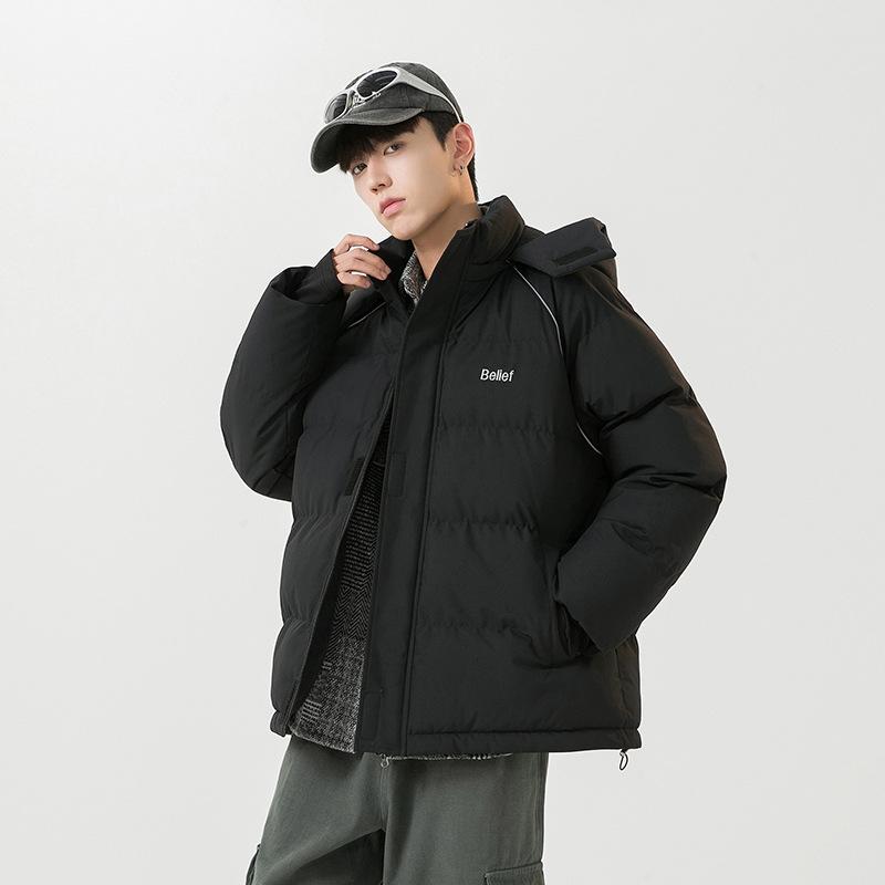 Padded-on Men's Coat Winter Cold-proof Padded Clothes Hooded New Youth Padded Jacket Couple Thickened