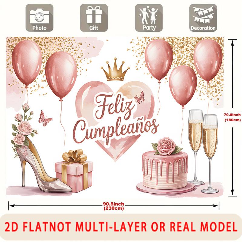 Party Backdrop Birthday Rose Pink Elegant Photo Background Front Door Decor