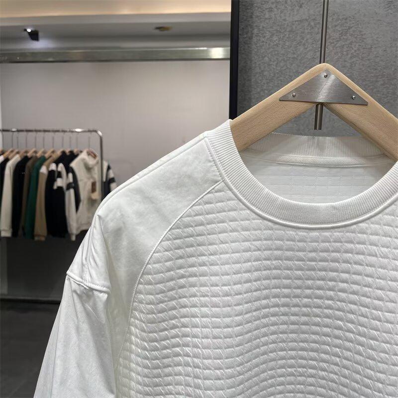 Pánská japonská retro vaflová mikina - Korejský styl, Módní ležérní volný střih, Pulovr s kulatým výstřihem