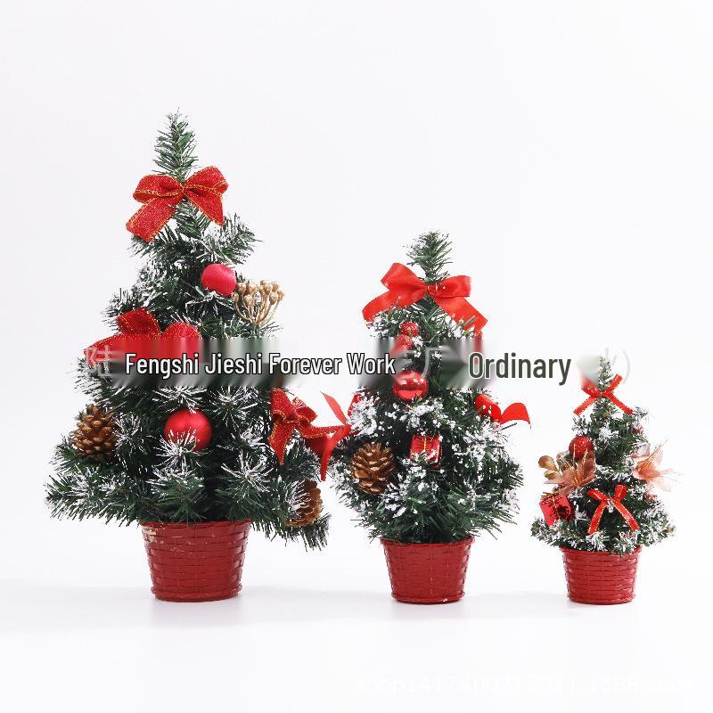 Festive Mini Artificial Christmas Tree Ornaments - 20CM Tabletop Family Gifts