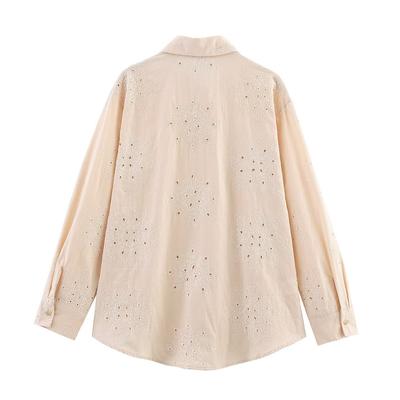 European and American Style, New Women's Fashion, Fashionable and Fashionable, Hollow-out Embroidered Shirt 1971056