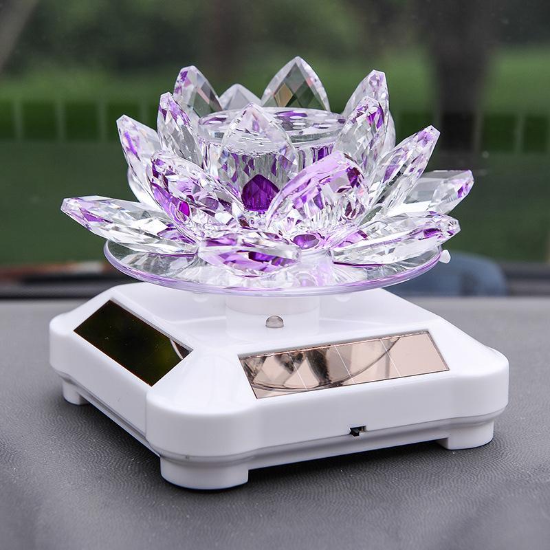 Solar-Powered Rotating Lotus Car Perfume Ornament