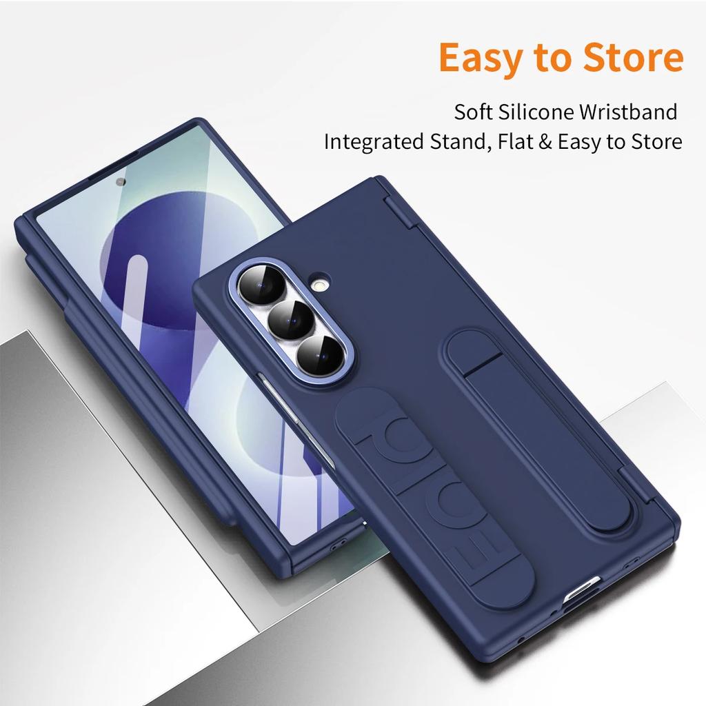 Wristband Holder Hinge Phone Case For Samsung Galaxy Z Fold 8ultra 7 With Pen Slot & S Pen Screen Protector Film Protect Cover