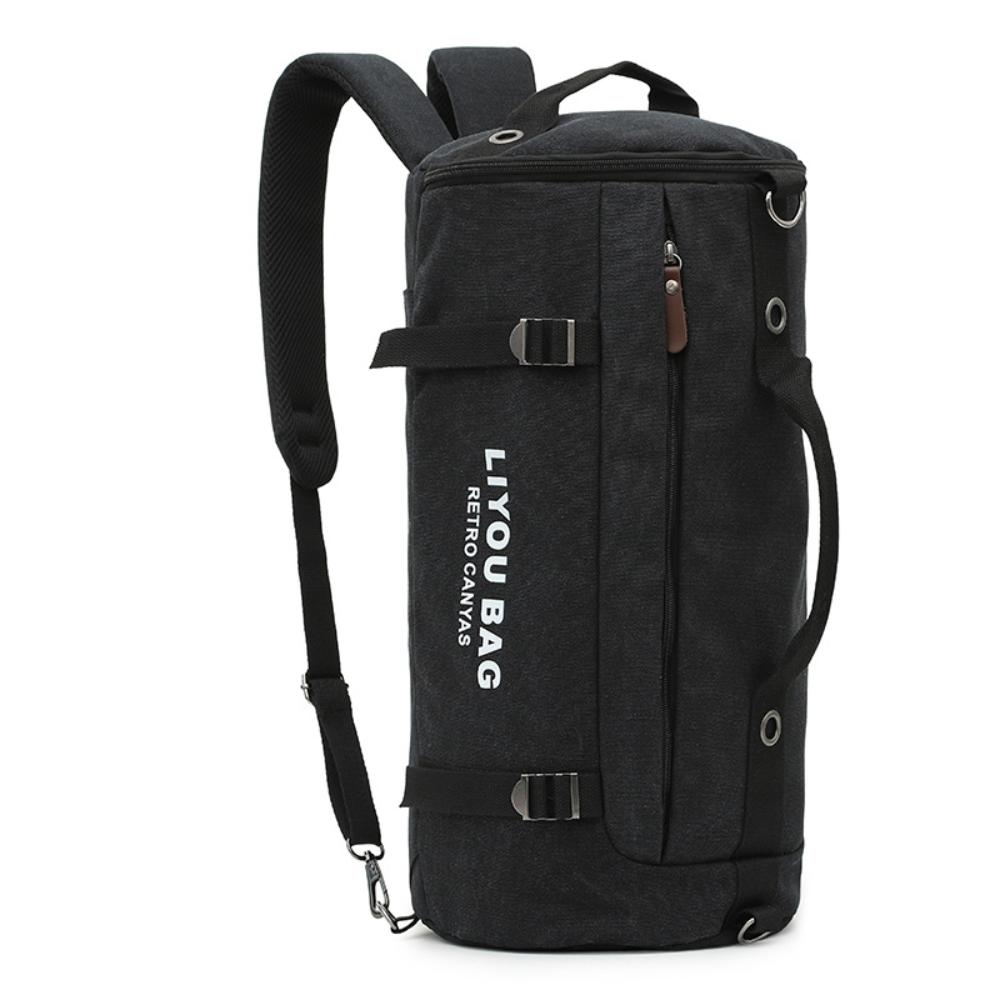 Unisex Cylindrical Travel Backpack,durable Nylon Canvas Luggage Bag,casual Duffle Rucksack for Outdoor Trip and Portable Storage Packing