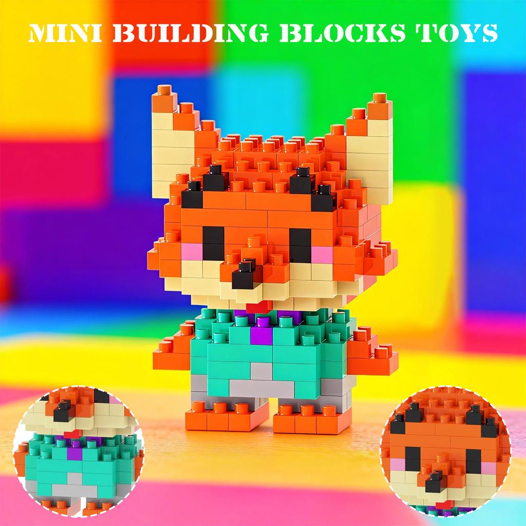 Mini-Bausteinspielzeug, Niedliche Charaktere, Pädagogische Puzzles, Geeignet für Kinder und Erwachsene, Kreative Geburtstags-/Feiertagsgeschenke.