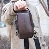 Men's Chest Bag Anti-theft USB Business Messenger Bag Multifunctional Water Repellent Shoulder Bag PU Commuter Backpack Men
