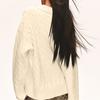 Women's Fashion Casual Loose Lazy Style Cable Lapel  Pullover Long Sleeve Knit Sweater