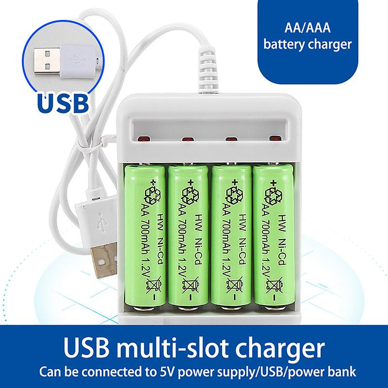 1Pc Aaa And Aa Rechargeable Battery Station High-Speed Usb 3/4 Slot Fast Rechargeable Battery Charger Short Circuit Protection