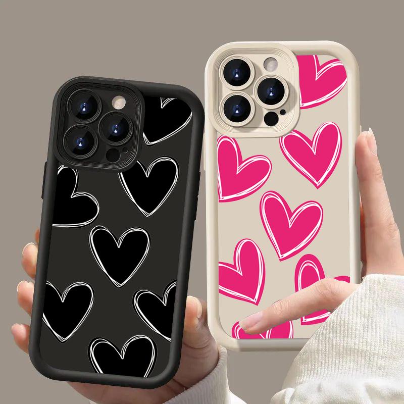 Luxury Love Heart Silicone Phone Case For Samsung Galaxy S25 Ultra S24 FE S23 S22 Plus A55 A54 A53 A35 A34 A33 A25 A24 A16 Cover