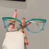 Retro Trend Cat'S Eye Fashion Anti-Blue Light Glasses Small Fragrance Style Plain Face Thin High Value Flat Mirror