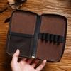 Genuine Leather Zipper Pencil Case Retro Zip Pen Pouch For School Students Supplies Gifts Cowhide Pencil Bag with Pen Slots